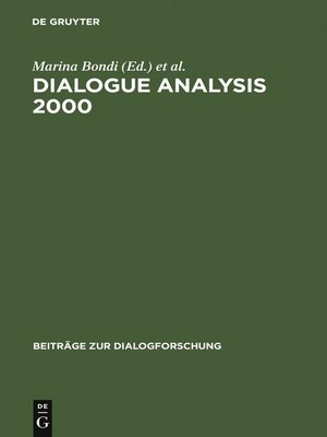 cover image of Dialogue Analysis 2000